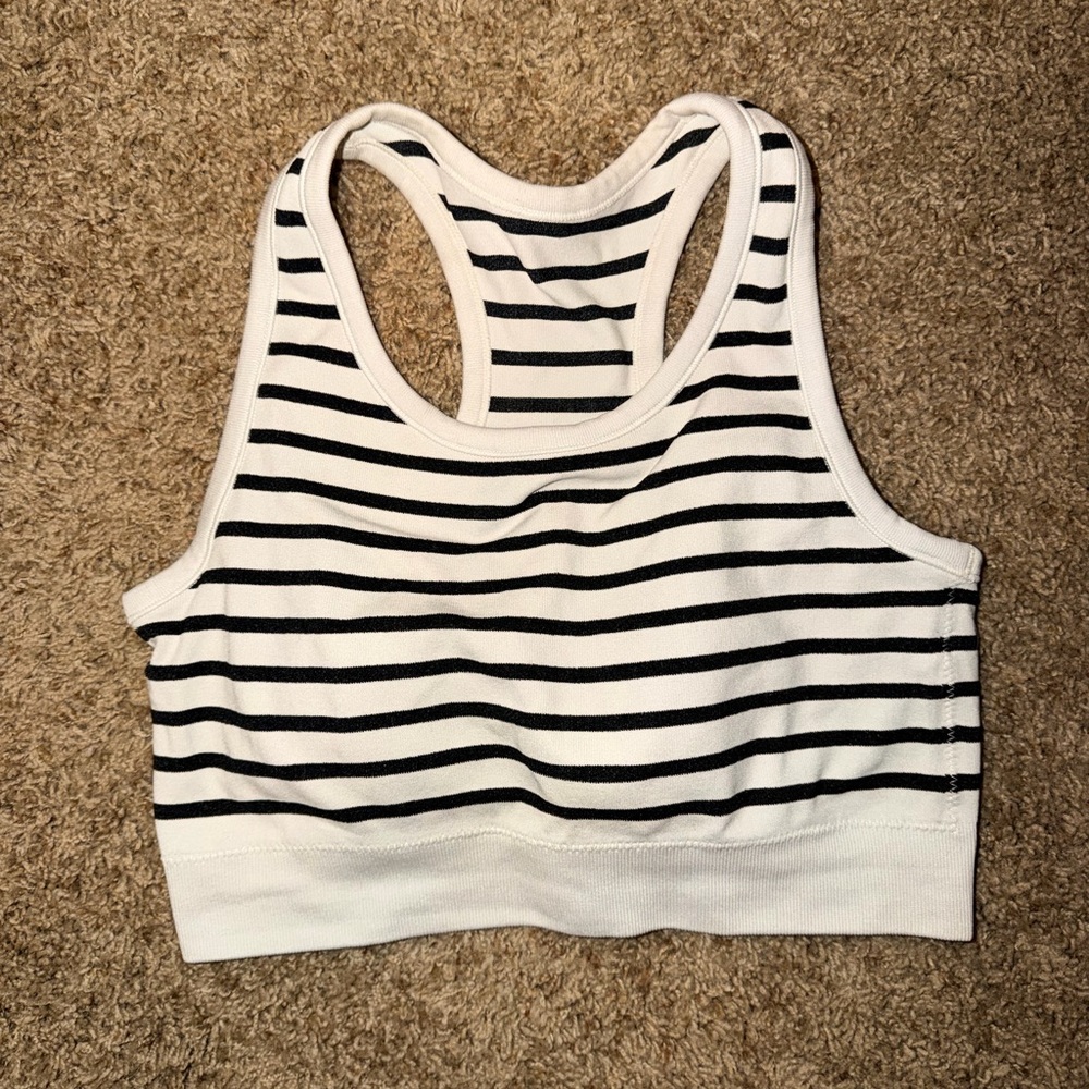 Striped Black and White Sports Bra ZYIA